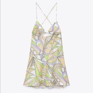 NEW Zara Cut Out Effect Printed Dress S